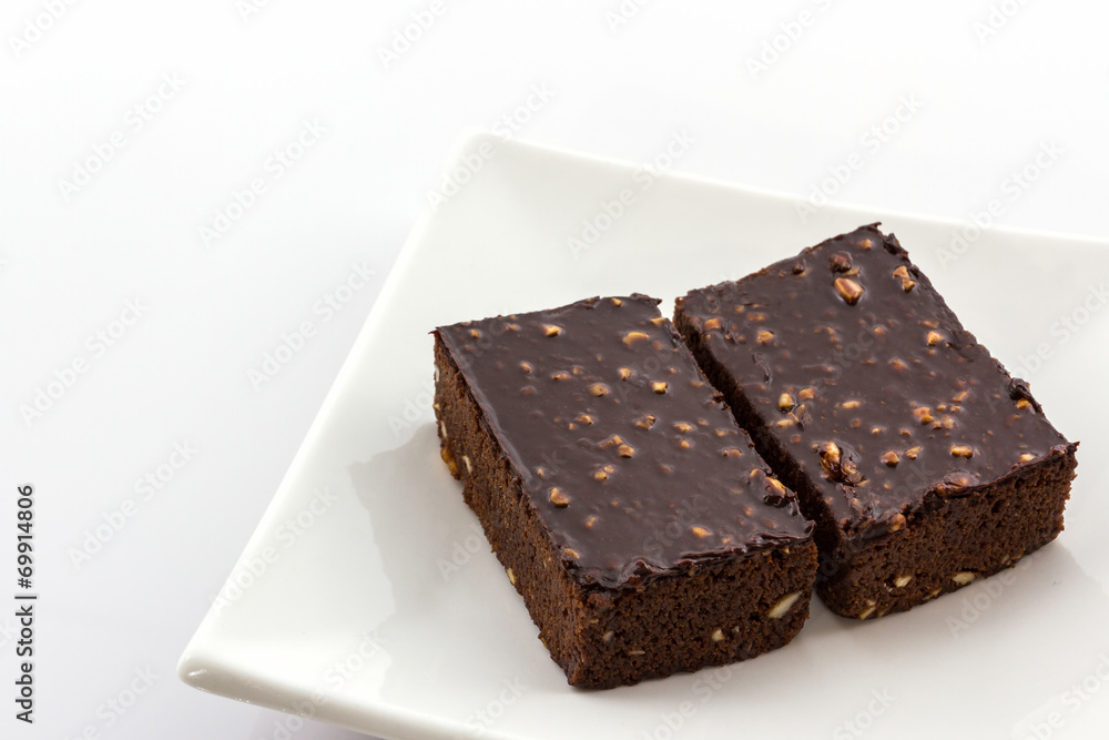 Brownie cake on white background. Brownie cake on white background.