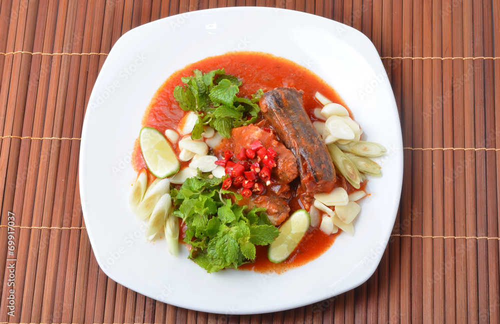 canned fish mix, Yum thai food style canned fish mix, Yum thai food style