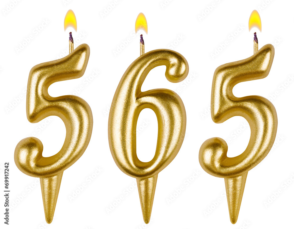 candles number five hundred sixty-five isolated on white candles number five hundred sixty-five isolated on white