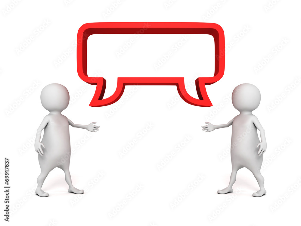 two 3d people with speech bubble. communication concept two 3d people with speech bubble. communication concept