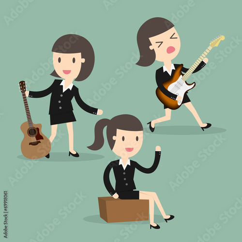 Group of young female musicians