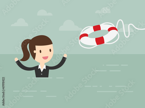 Business Woman With Life Preserver