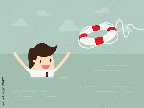 Businessman With Life Preserver