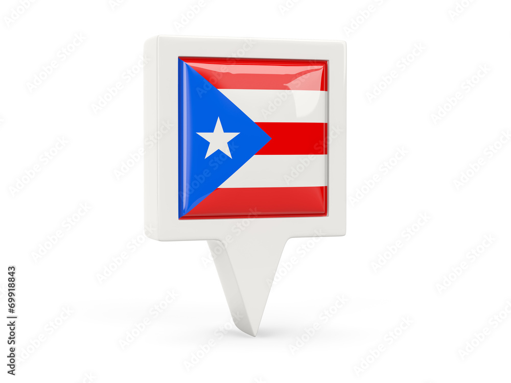 Obraz premium Square flag icon of puerto rico