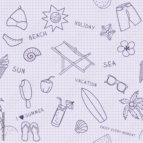 Beach seamless pattern. Scetch