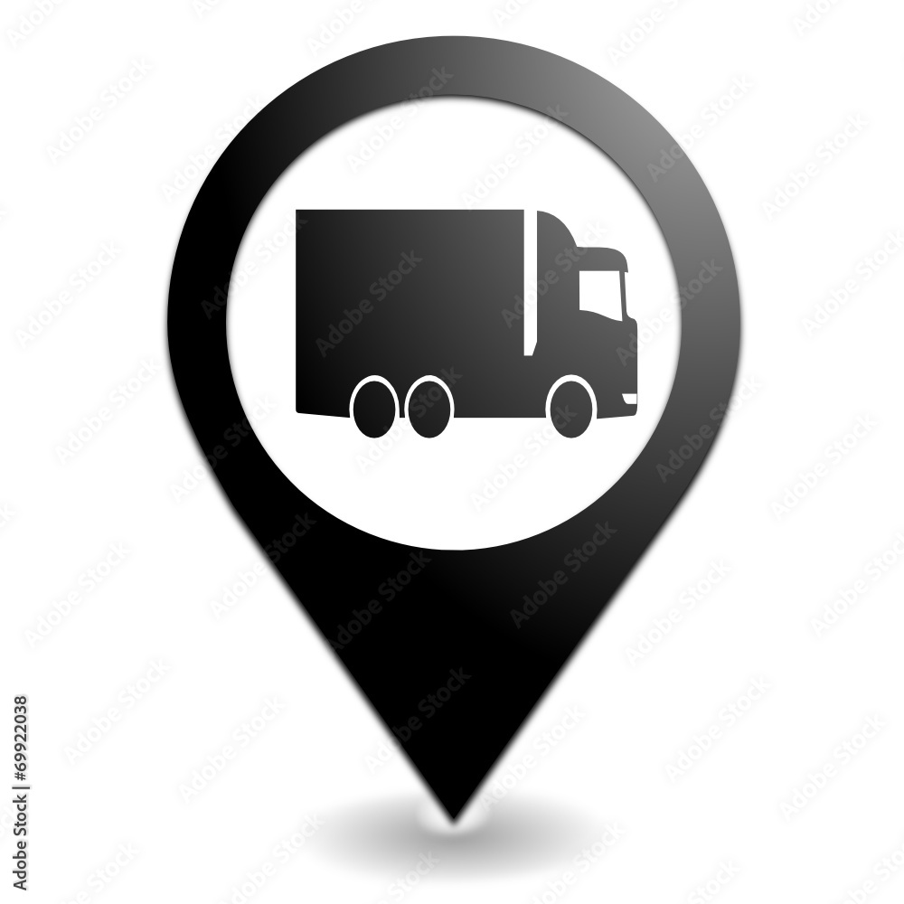 camion sur symbole localisation noir camion sur symbole localisation noir