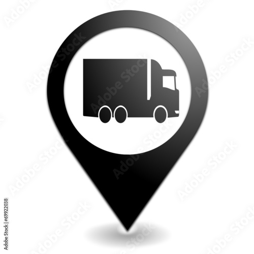 camion sur symbole localisation noir