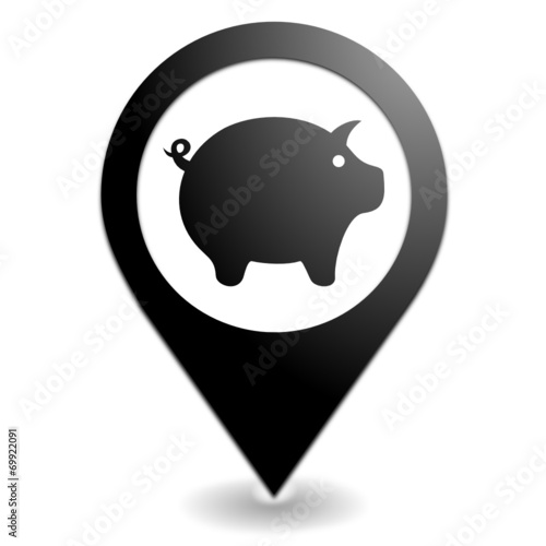 cochon sur symbole localisation noir