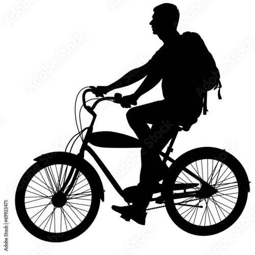 Silhouette of a cyclist male.