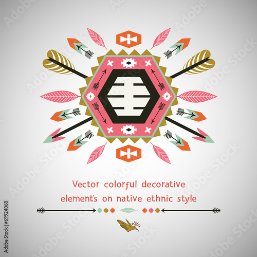 Vector colorful decorative element on native ethnic style