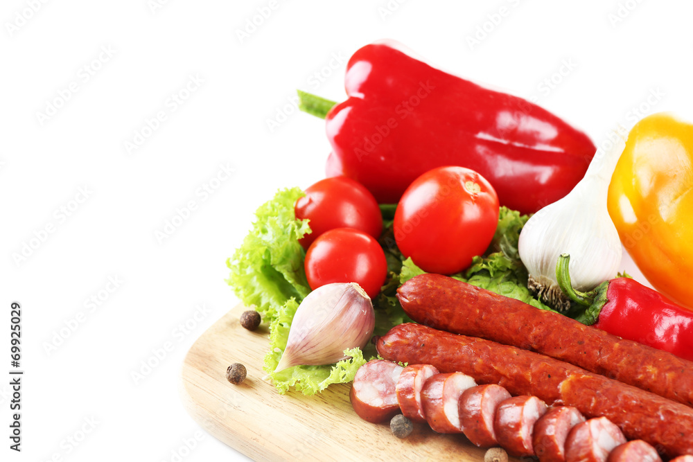Smoked thin sausages and vegetables Smoked thin sausages and vegetables