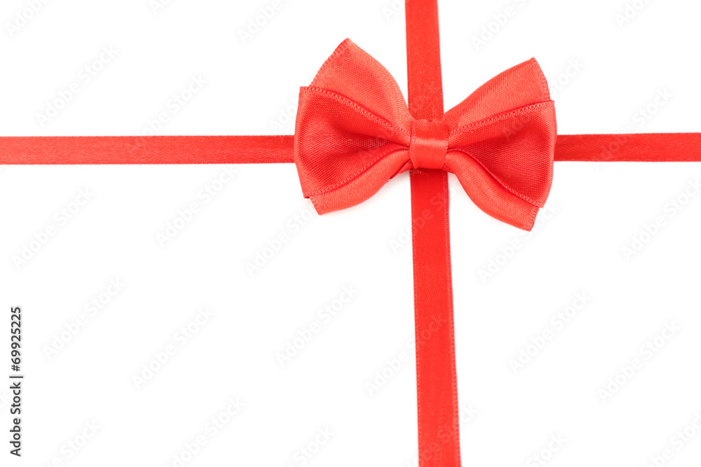 Red ribbon and red bow isolated on white Red ribbon and red bow isolated on white