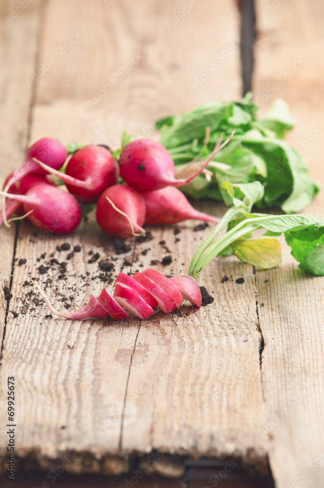 fresh radish on wooden table fresh radish on wooden table