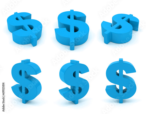 Set of 3D dollar sign