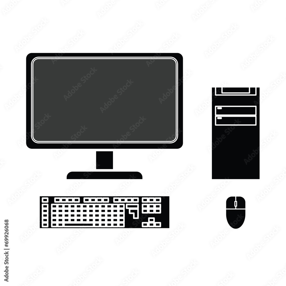silhouette of desktop computer vector silhouette of desktop computer vector