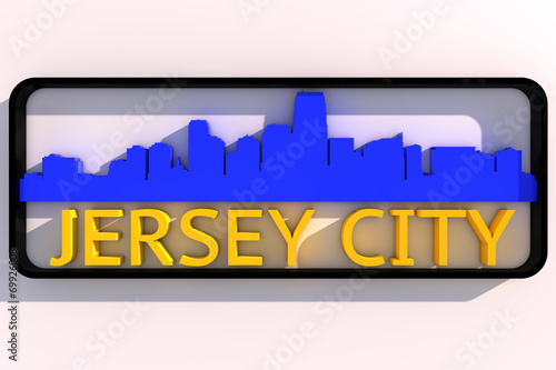 Jersey City base colors of the flag of the city 3D design