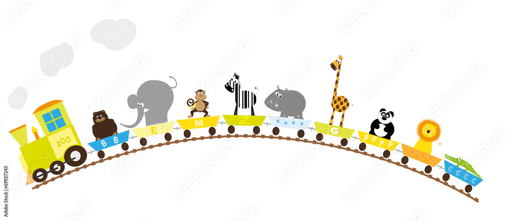 Fototapeta premium zoo train for kids, hill- vector illustration