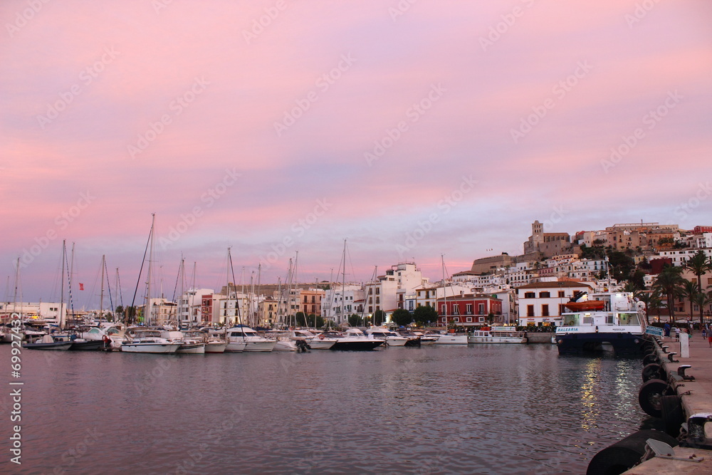 Fototapeta premium cathedrale and port, ibiza