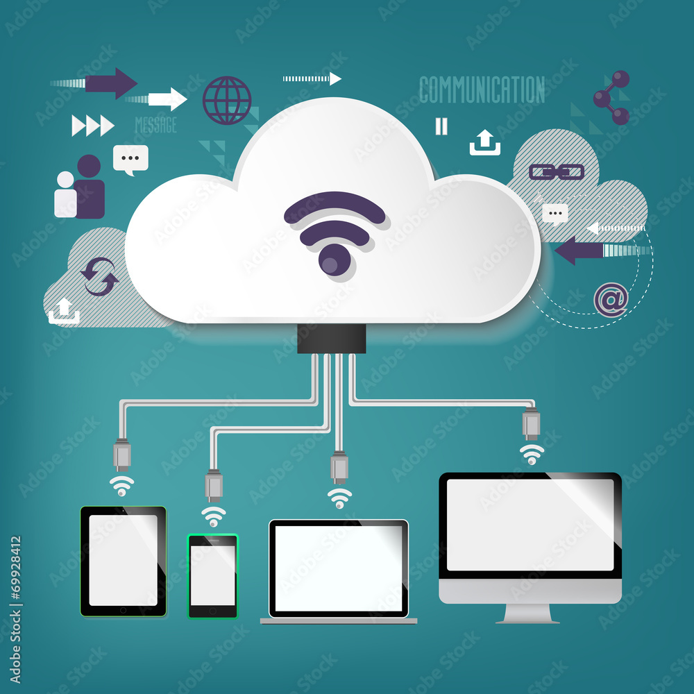 cloud computing - illustration, connection cloud computing - illustration, connection