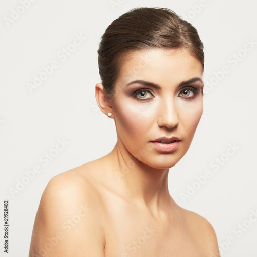 Close up portrait of beautiful young woman face.