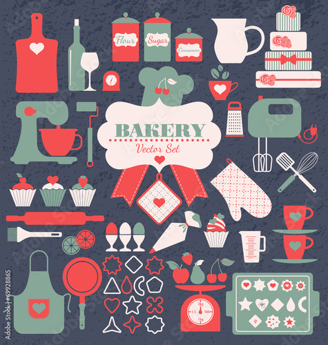 Bakery icons set. Vector elements for your design.
