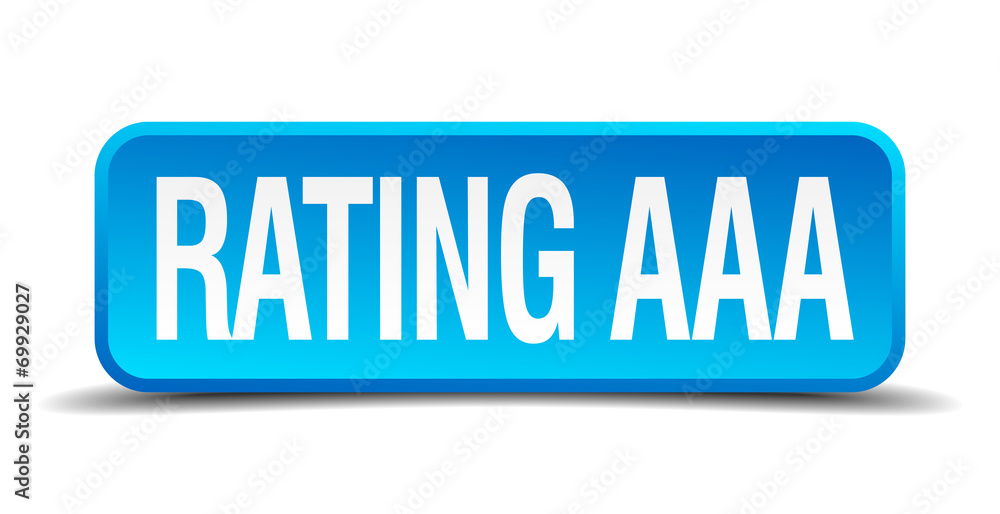 rating AAA blue 3d realistic square isolated button rating AAA blue 3d realistic square isolated button