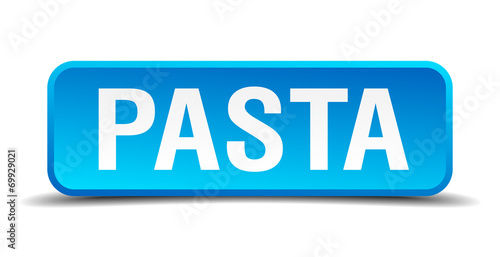 Pasta blue 3d realistic square isolated button