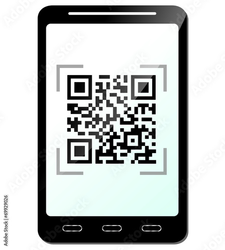 Vector illustration of phone with qr code concept