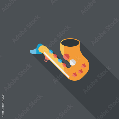 saxophone flat icon with long shadow,eps10