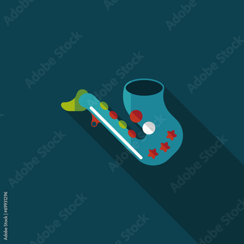 saxophone flat icon with long shadow,eps10