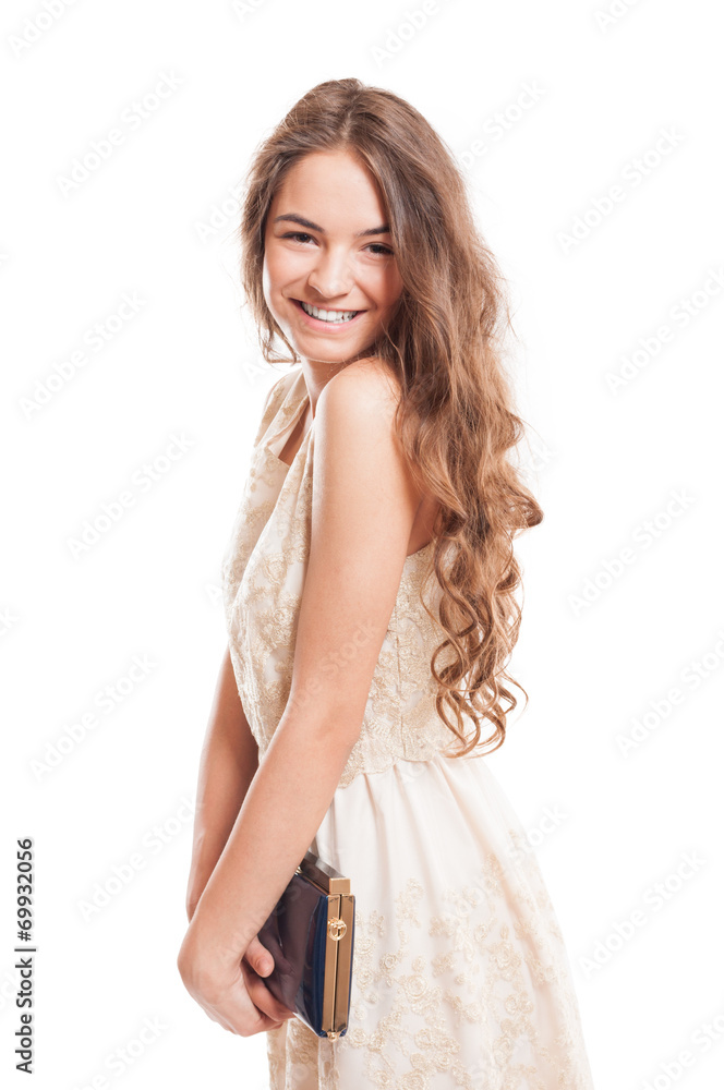 Beautiful female model with long natural hair smiling. Beautiful female model with long natural hair smiling.