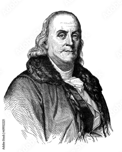 Tableau sur toile Portrait : Benjamin Franklin - 18th century