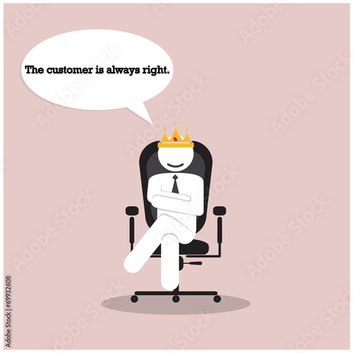 The customer is always right concept. Businesss comic symbol