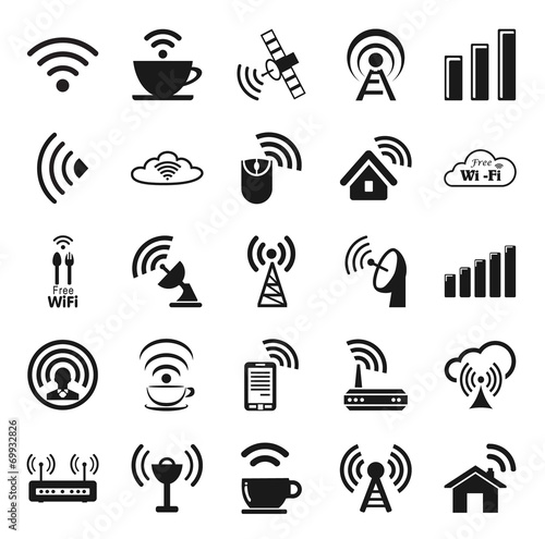 Set of twenty five wifi icons