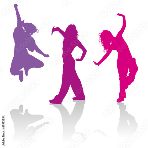 Silhouettes of girls dancing jazz funk dance