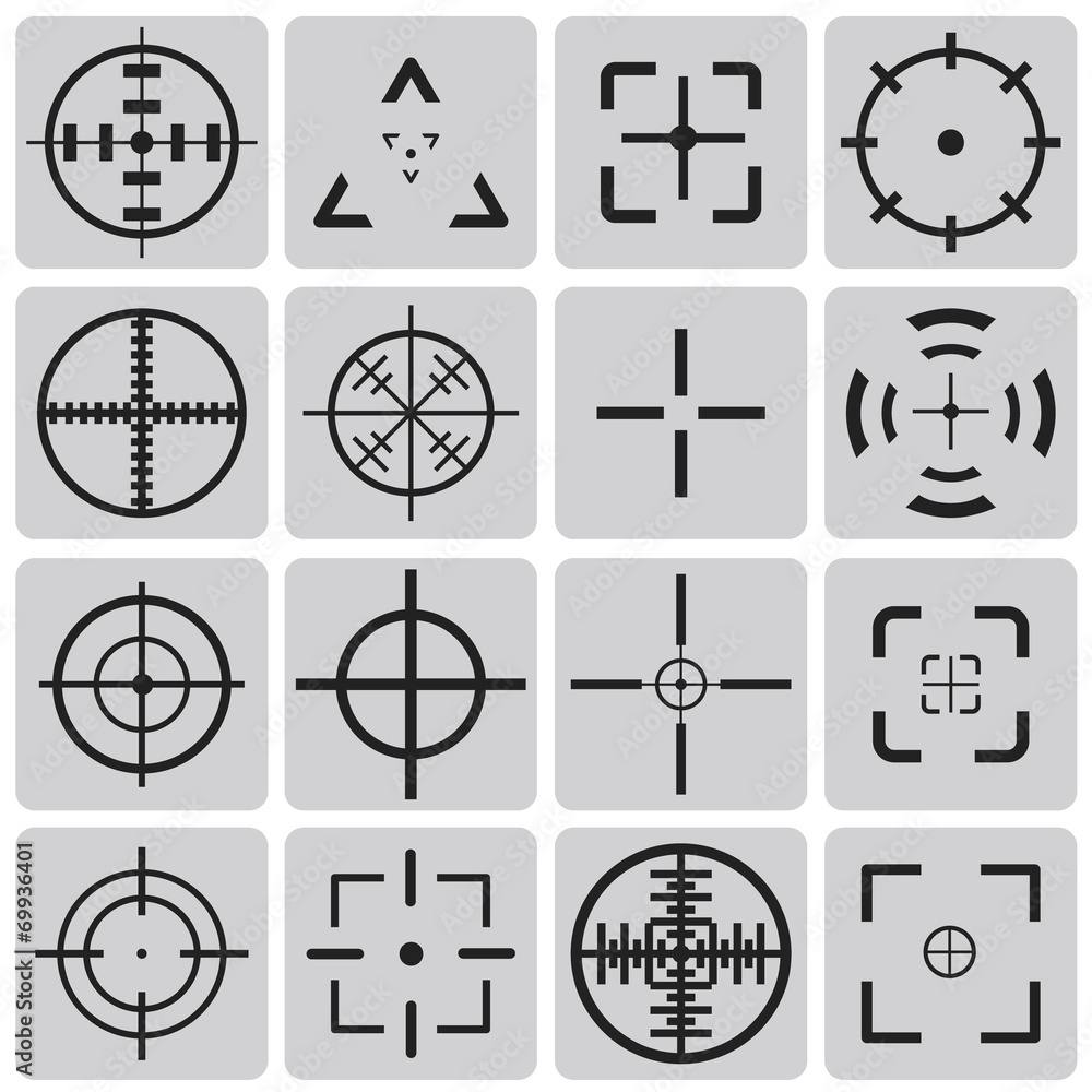 Set of vector highly detailed crosshairs black icons set1. Vecto Set of vector highly detailed crosshairs black icons set1. Vecto