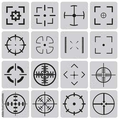 Set of vector highly detailed crosshairs black icons set3. Vecto