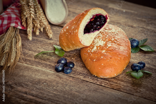 buns with blueberries