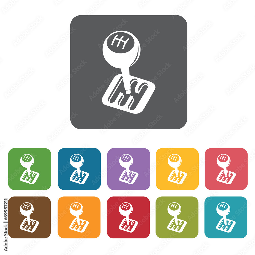 Gear handle icons set. Rectangle colourful 12 buttons. Vector il Gear handle icons set. Rectangle colourful 12 buttons. Vector il