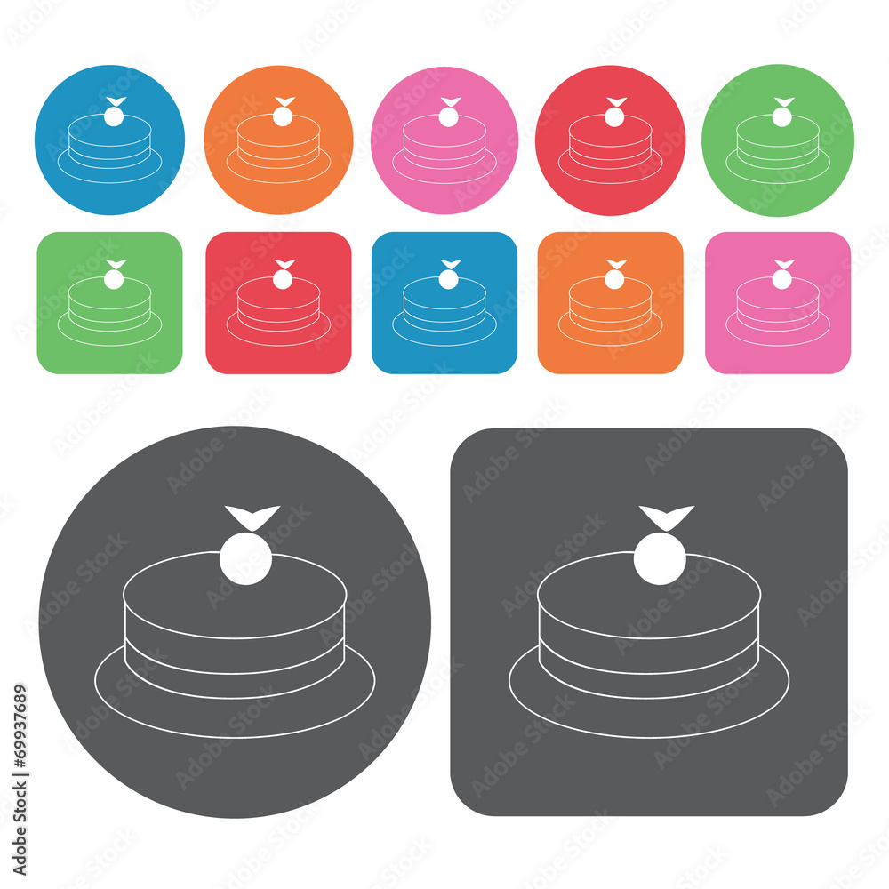 Cake with medal icons set. Round and rectangle colourful 12 butt Cake with medal icons set. Round and rectangle colourful 12 butt