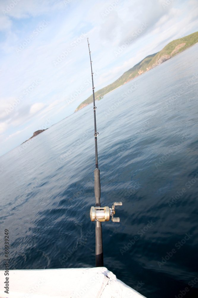 Fishing rod on a boat.