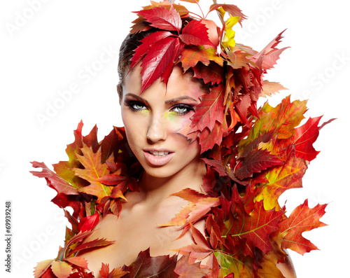Autumn Woman portrait with creative makeup