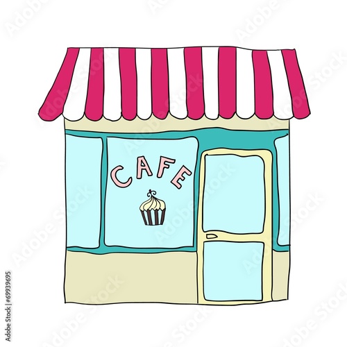 vector illustrated cute street cafe