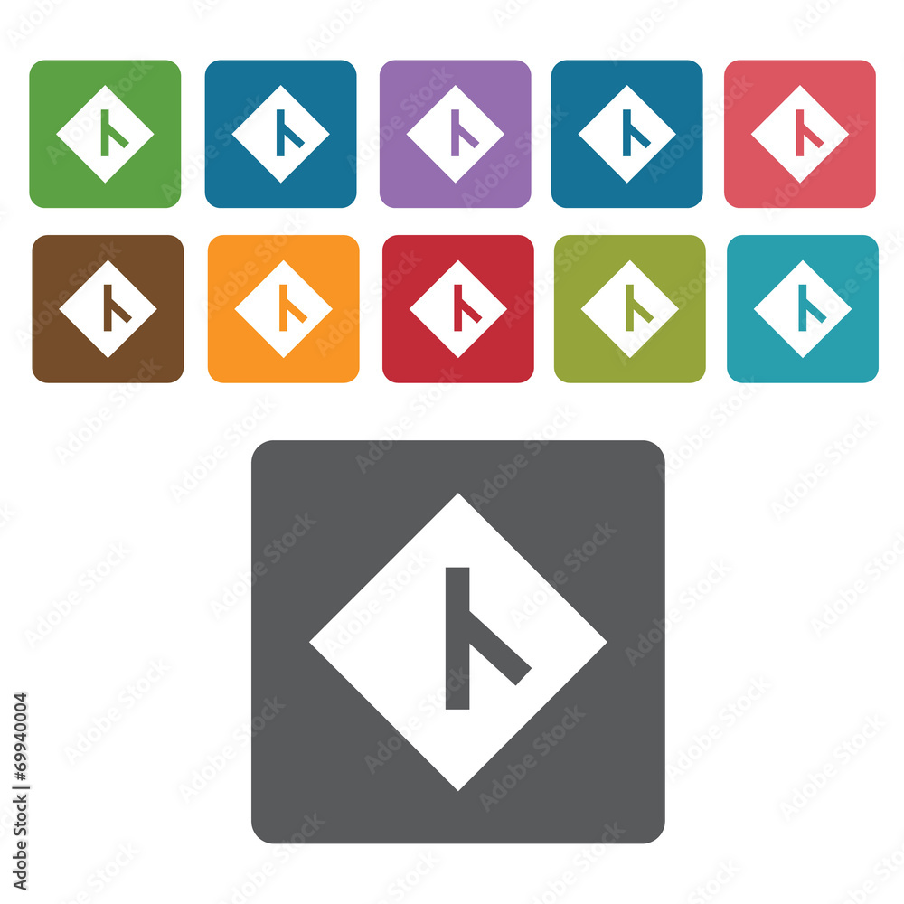Y fork junction sign icon symbol set. Traffic signs set. Rectang Y fork junction sign icon symbol set. Traffic signs set. Rectang