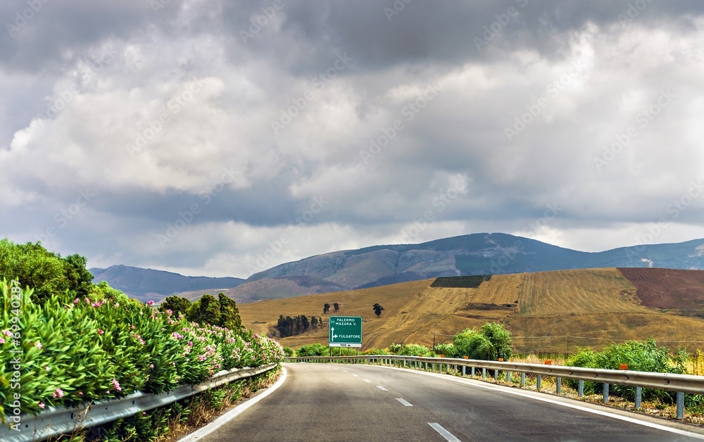 Highway in Sicily.