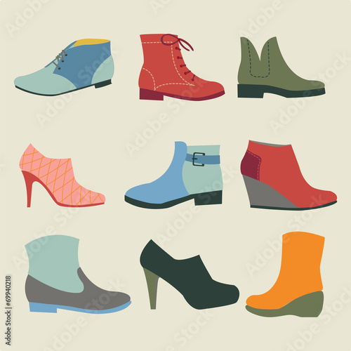 Set of fashion woman footwear illustration