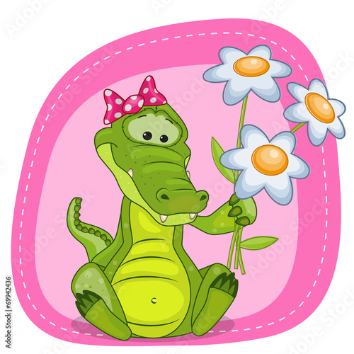 Crocodile with flowers