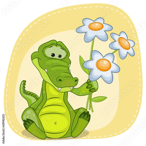 Crocodile with flowers