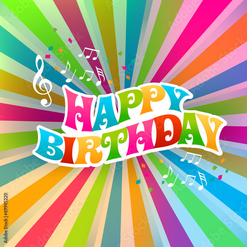 Happy Birthday art card, Color Sunburst