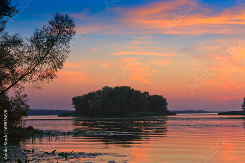 Evening scene on river